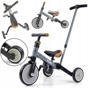 Rowerek 4w1 Milly Mally Optimus Plus Grey Sary + Rączka